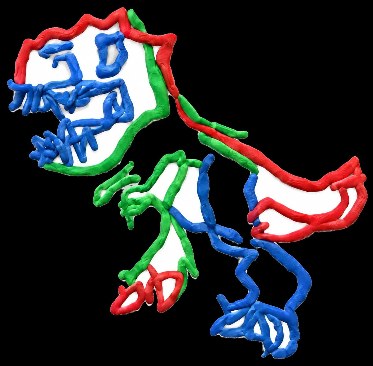 The dinosaur drawing in the Clay Stop-Motion style