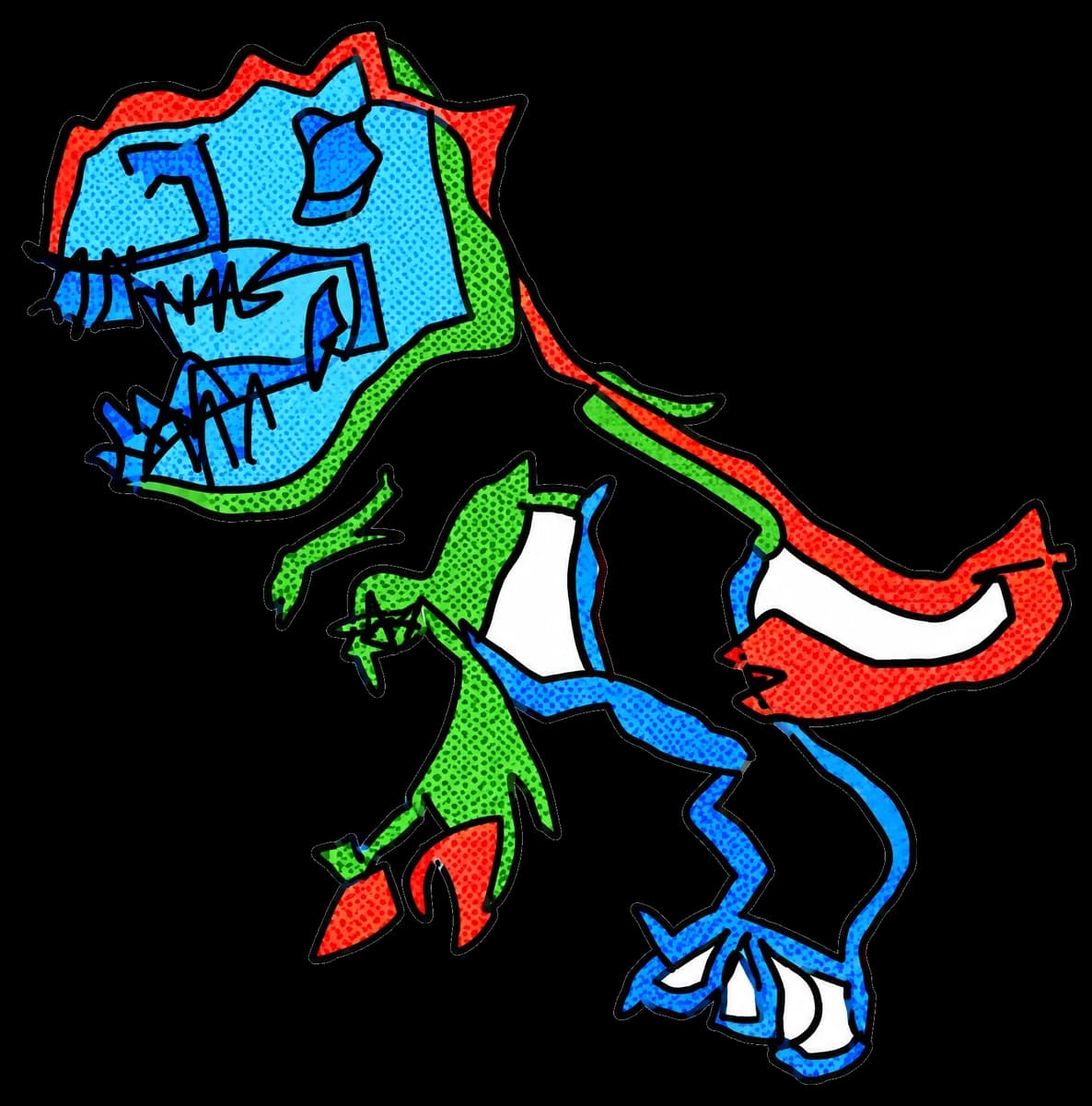 The dinosaur drawing in the Comic style