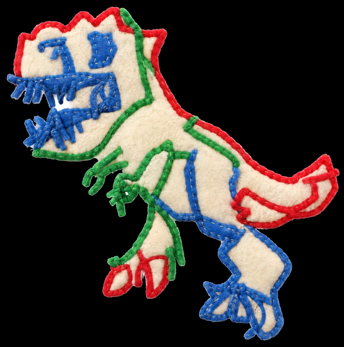 The dinosaur drawing in the Felt Puppet style