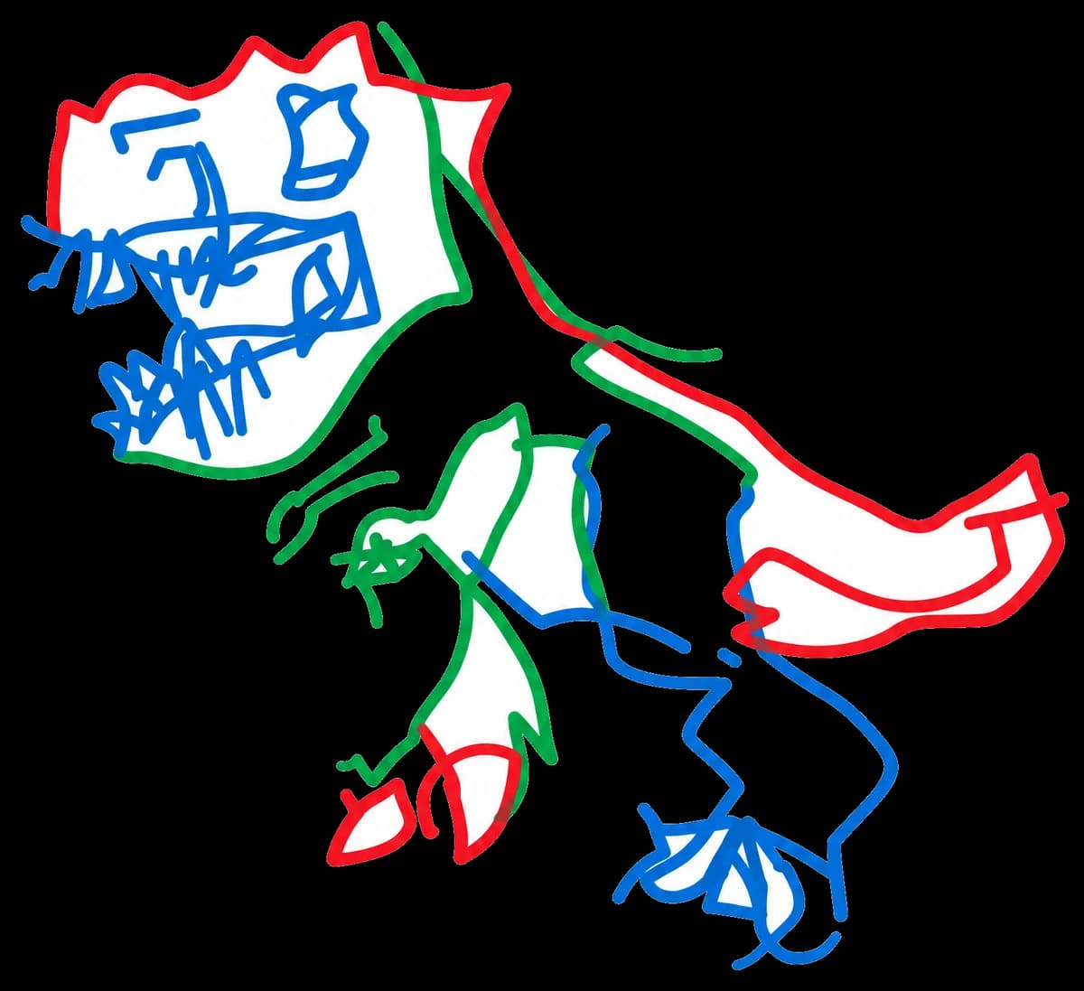 The dinosaur drawing in the Flat Vector style